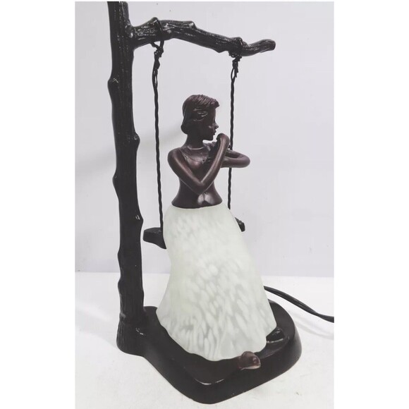 Young Lady On A Swing  Bronze And Glass Table Lamp Terra Cottage TL3390-MB - Picture 4 of 9